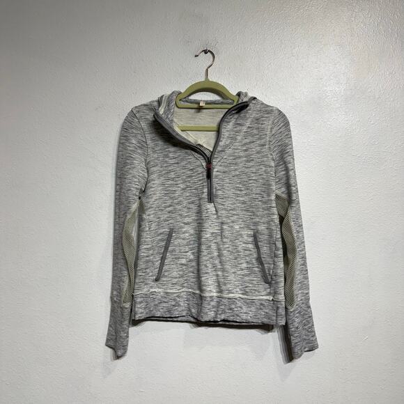 Free People Movement Gray Markie Hoodie Mesh Contrast Sweatshirt Sz M - Picture 2 of 12